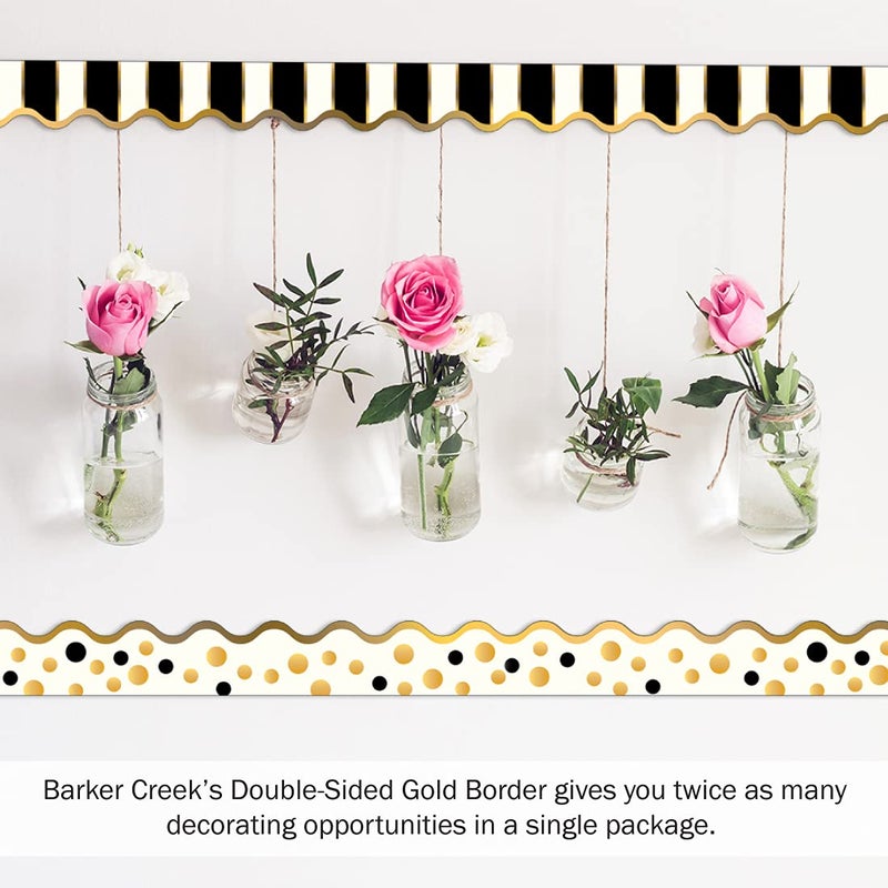 Barker Creek Double-Sided Scalloped Border, Gold Bars, for Bulletin Boards, Reception Areas, Halls, Break Rooms, Office, School, Home Learning Decor, 2.25â€ x 39â€™ (902) - Image 5